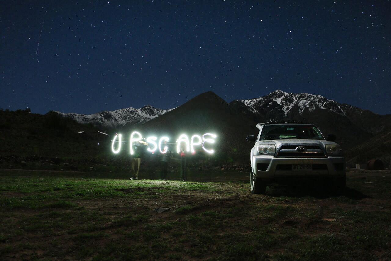 Upscape word lit up in Chile